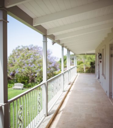 View of corridor and railing